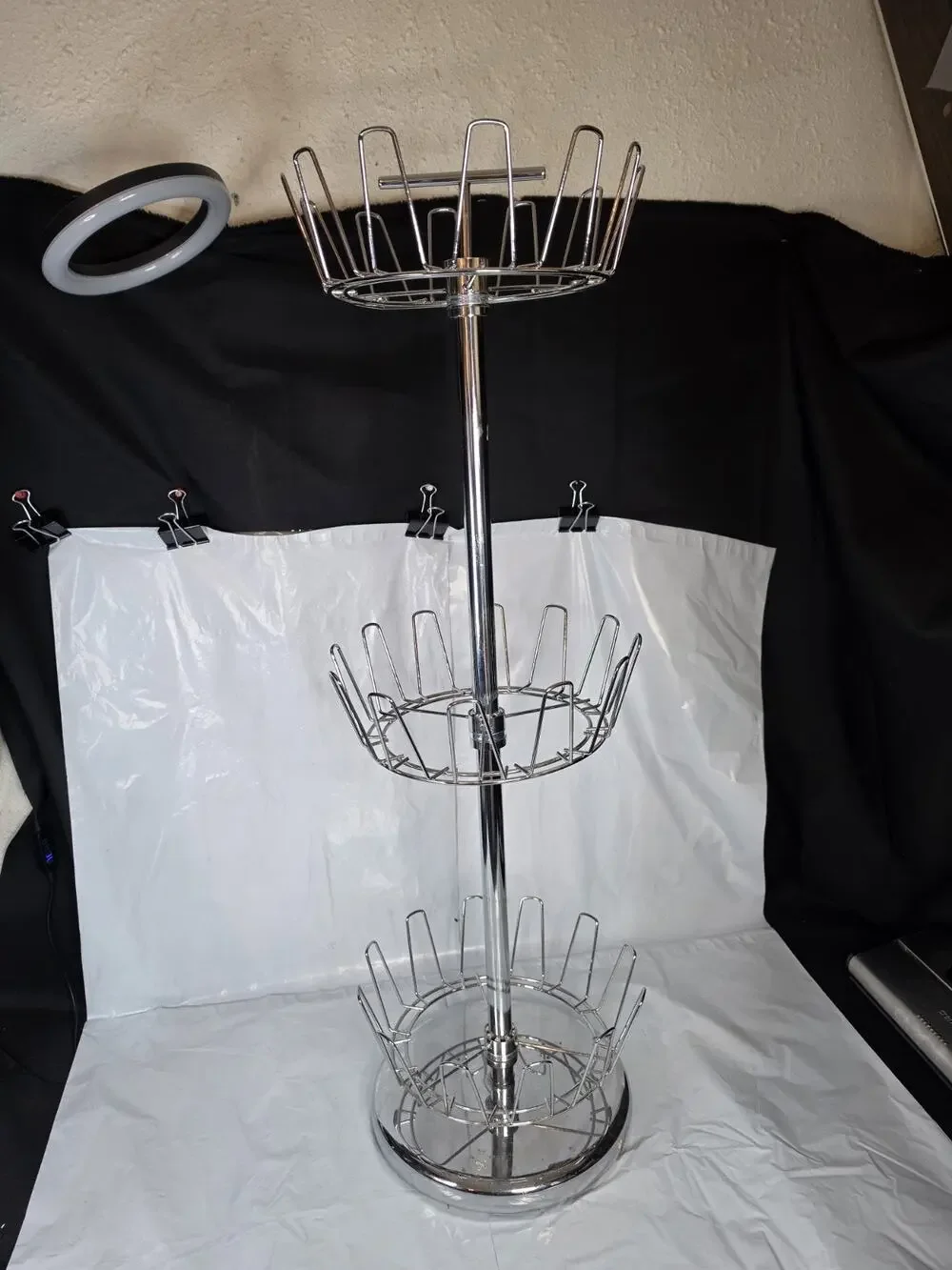 3-Tier Revolving Shoe Tree, Heavy-Duty Steel with Stabilized Base, Holds 18 Pair